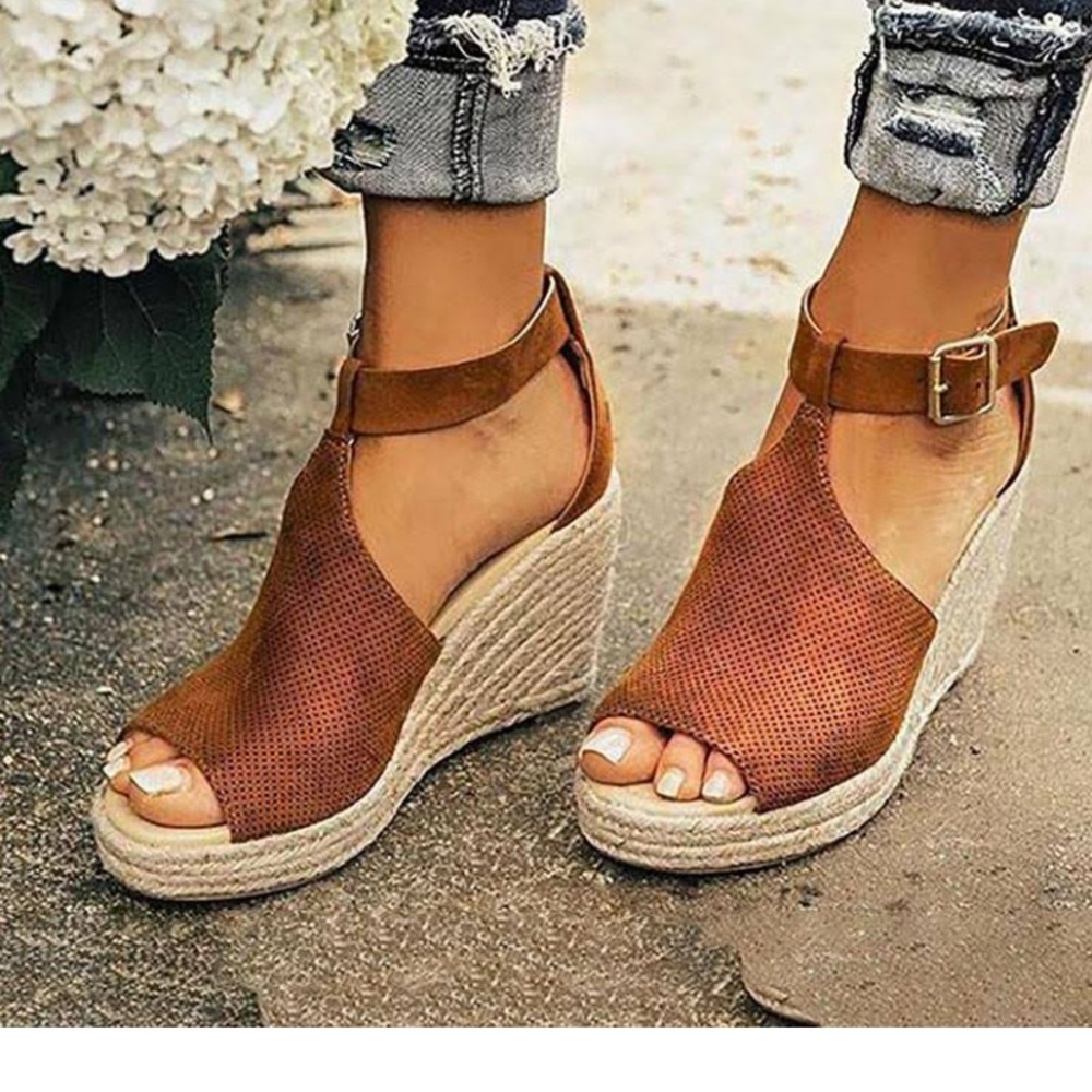 Black Suede Espadrille Wedge
